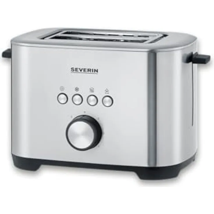 Severin AT 2620 Toaster mit Bagel-Funktion, Schwarz, Silber - Große Röstkammern, Bagel-Funktion, Voll-Edelstahldesign