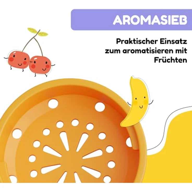 Klarstein Schmatzfatz Trinkflasche, 500 ml, auslaufsicher mit Fruchtaufsatz, BPA-frei, ideal für Kindergarten und Sport – Bild 6