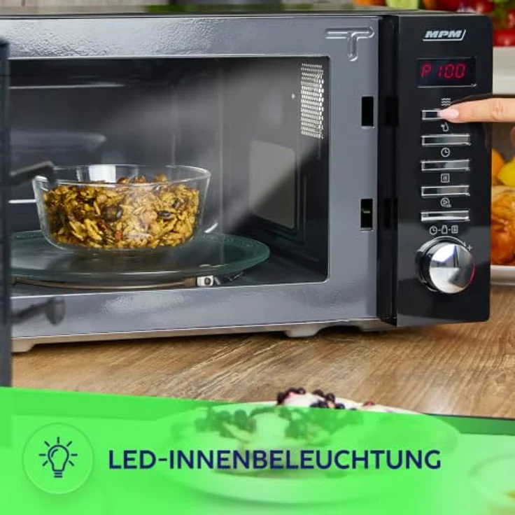 MPM 20-KMT-05 freistehende Mikrowelle, 20l, schwarz, 700 W, mit 8 Automatikprogrammen und digitalen Bedienfeld – Bild 7