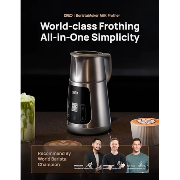 Dreo BaristaMaker, All-in-1 Milchaufschäumer für Latte Art-Niveau Mikrofoam, 27oz/800ml Elektrischer Milchwärmer mit über 30 Getränken, Spülmaschinenfest – Bild 2