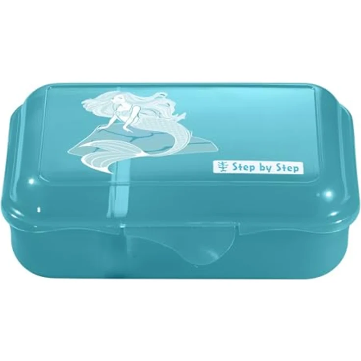 Step by Step Lunchbox „Mermaid Delia“, blau, mit Trennwand und Klickverschluss, spülmaschinenfest, BPA-frei, für Schule und Kindergarten, für Mädchen, 0,9 Liter – Bild 1