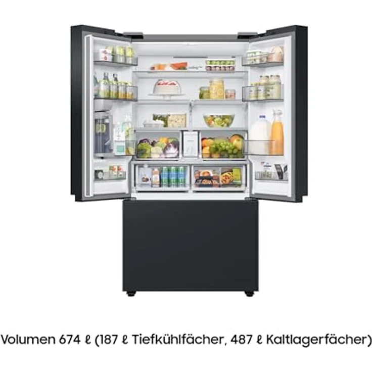 Samsung 3-Türen French Door mit Autofill Water Pitcher und Dual Ice Maker, 674 L Premium Black Steel – Bild 4