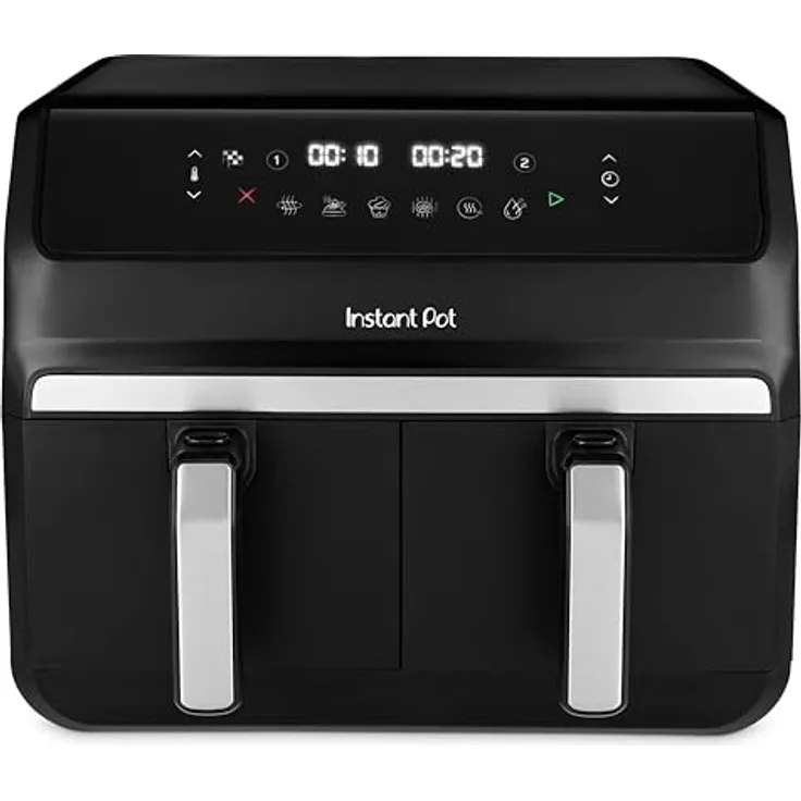 Instant Pot Vortex Dual Drawer 8L – Digitale Heißluftfritteuse, Schwarz, 8-in-1 Intelligentes Programm – Frittieren, Backen, Braten, Grillen, Dehydrieren, Aufwärmen, SyncCook und SyncFinish – 1550-1850W