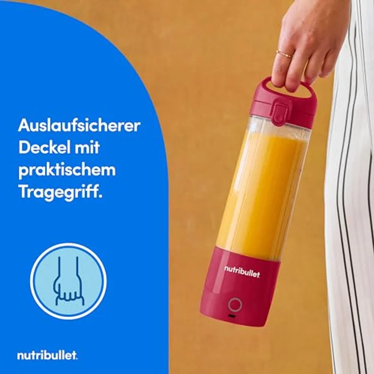 NutriBullet Frullatore Nbp003Ma, Wiederaufladbarer To-Go-Mixer in Blau – Bild 5