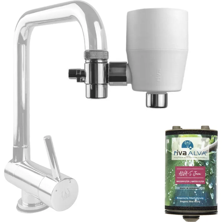 Riva rivaALVA-S Jova Wasserfilter am Wasserhahn - Weiß, 2in1 Kombifilter, HighTech Membran, Premium Blockaktivkohle