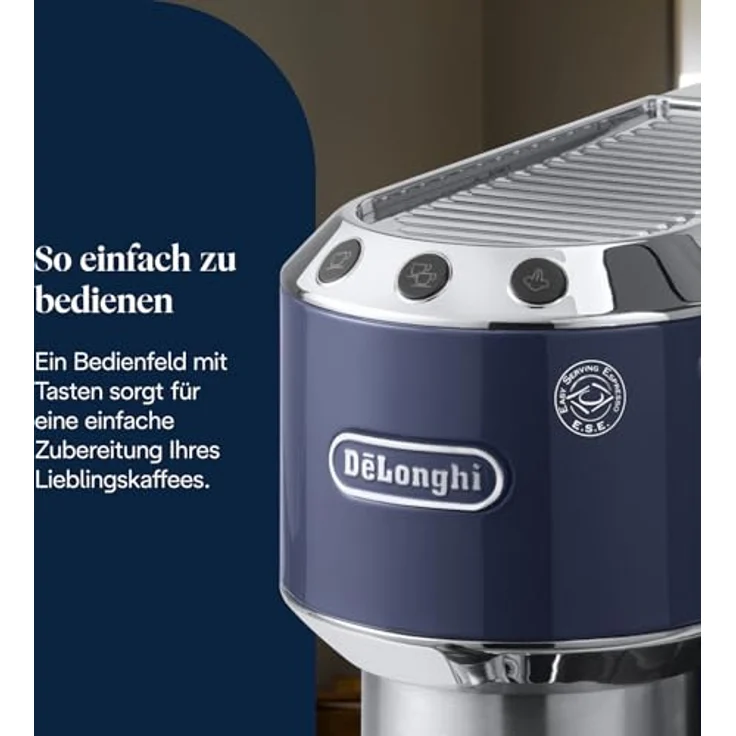 De'Longhi Dedica Style EC685.BL, Espressomaschine mit manuellem Milchaufschäumer, elektrisches Blau – Bild 5