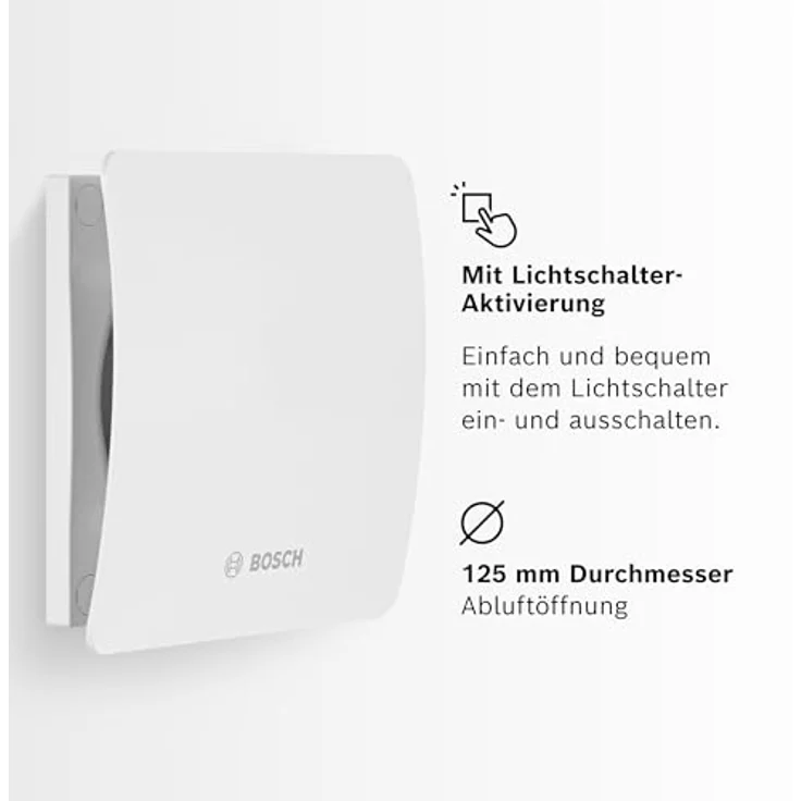 Bosch Komfort Badlüfter Fan 1500 DH W 125 - mit Feuchtigkeitssensor und einstellbarer Nachlaufzeit - für effiziente Belüftung im Bad - weiß, 125 mm Durchmesser – Bild 3