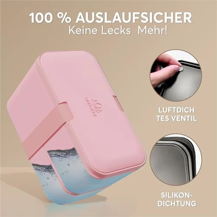 UMAMI Bento Lunchbox für Erwachsene mit Besteck, 2 Saucenbehältern, 2 Fächern, auslaufsicher, Meal Prep, ideal für Salat und Snacks – Bild 5