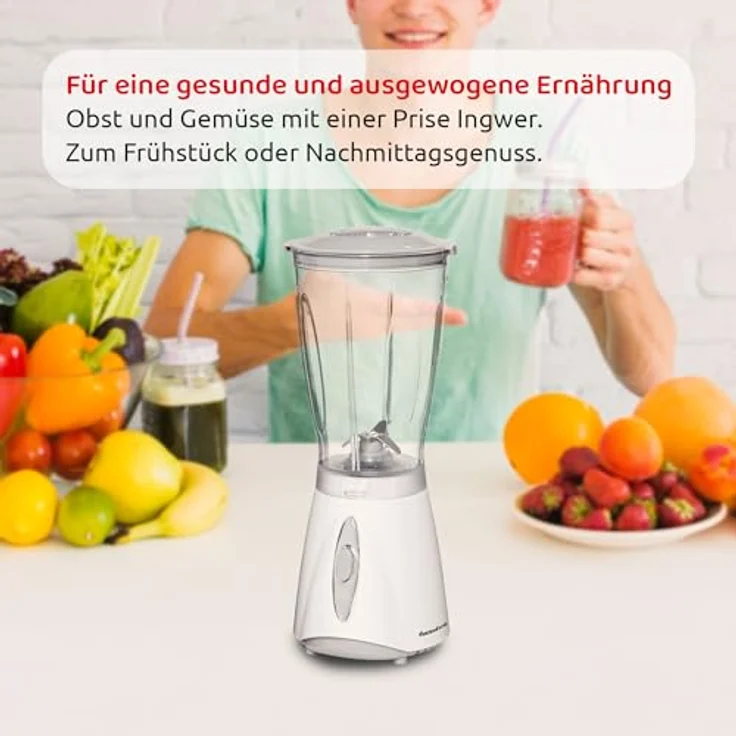 Melchioni Family Elektrischer Standmixer MR WHISK, 180 W, 4 Stahlklingen, 500 ml Fassungsvermögen, Dosierdeckel, Weiß – Bild 7