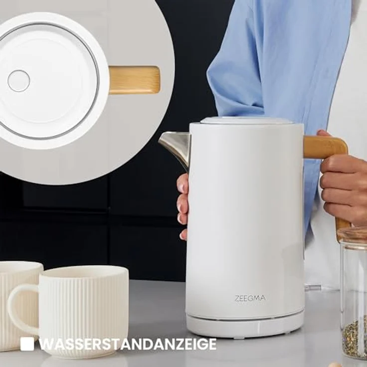 Zeegma KETLEE 1,7 L Kabelloser elektrischer Wasserkocher für Tee und Kaffee, 2200 Watt, Edelstahl, Modernes elegantes Design – Bild 5