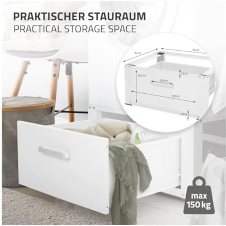 ML DESIGN modern living Waschmaschinen Untergestell mit Schublade 63x54cm Stahl Weiß bis 150kg, Robuster Sockel mit ergonomischer Höhe und praktischer Schublade – Bild 3