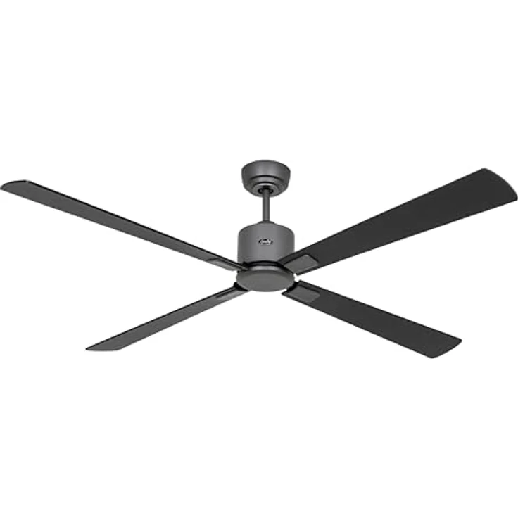 CASAFAN Eco Neo III, Energiespar Deckenventilator mit Fernbedienung, WiFi, 152 cm, basaltgrau mit Wendeflügel in Schwarz - Teak – Bild 1