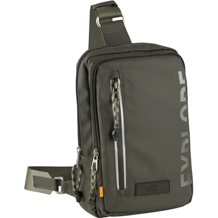 camel active Explore Herren Handytasche Umhängetasche Mittelgroß Grün, nachhaltiges recyceltes Nylon, reflektierende Reißverschlüsse – Bild 1