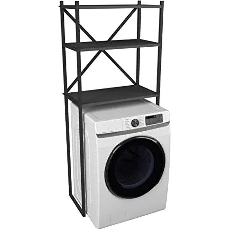 VCM Metall Überbauschrank Waschmaschine Überbau Schrank Waschmaschinenschrank Insasi Schwarz, zusätzlicher Stauraum für Waschmaschine/Trockner, Maße: H. 160 x B. 66 x T. 34 cm – Bild 3