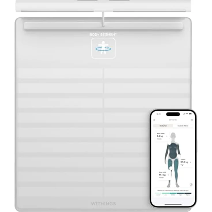 Withings Body Scan - WLAN-Personenwaage, Körperzusammensetzung analysieren, Muskelmasse, Wasseranteil, EKG, Weiß – Bild 1