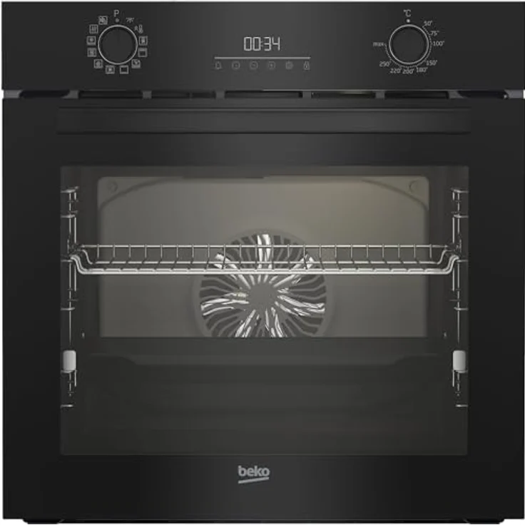 Beko BBIM17300B b300 Einbau-Backofen, 72 Liter Multifunktionsofen mit 12 Funktionen, SteamAdd-Dampffunktion, katalytische Rückwand, versenkbare Knebel, Schwarz – Bild 1