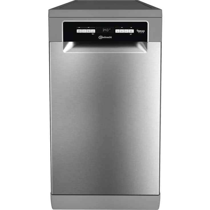 BAUKNECHT BK6FB10BS7A0X Stand-Geschirrspüler 45 cm, freistehend mit 10 Maßgedecken, PowerClean-Wechselspültechnik, B, silber
