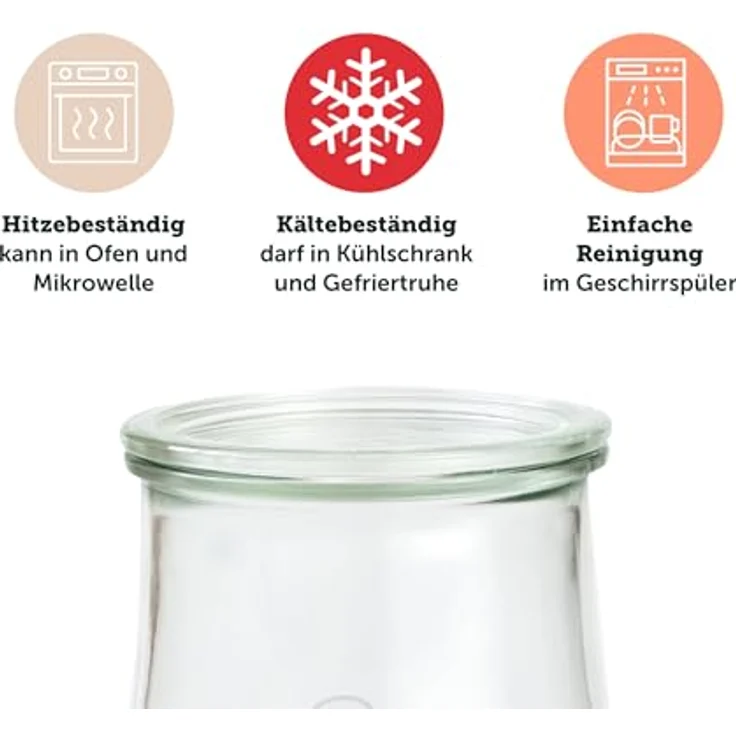 Weck Tulpenglas 1750ml (4er-Pack), Transparentes Einmachglas, temperaturbeständig bis 180°C, spülmaschinenfest – Bild 5