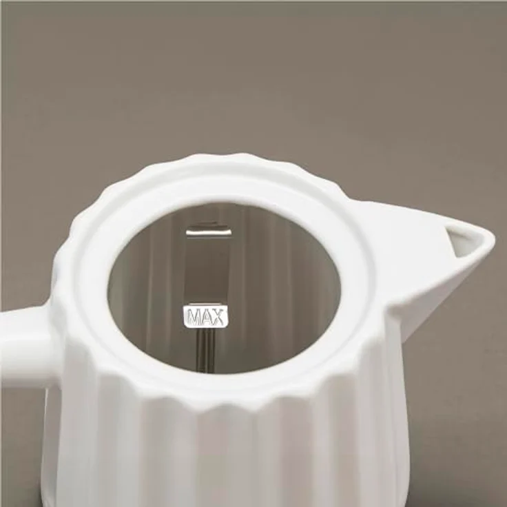 Kvota Keramik Wasserkocher ALLEGRO 1,7 L weiß – mit Holzgriff, 360°-Sockel, LED, BPA-frei, 1500 W, Retro Design – Bild 4