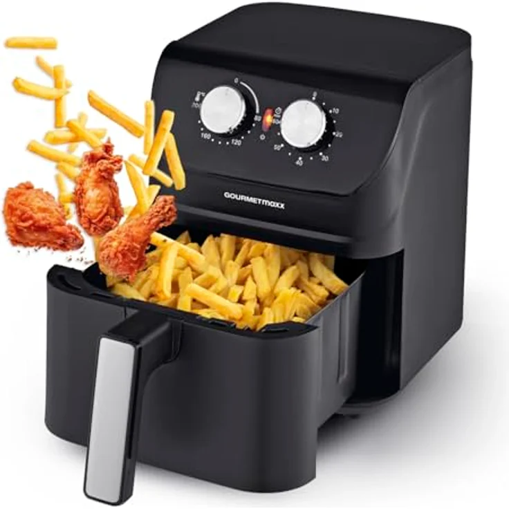 GOURMETmaxx Heißluftfritteuse 4 L | Airfryer mit Timerfunktion & Edelstahl Heizelement | geruchsarm, energiesparend & nahezu ohne Öl | 1400 W – Bild 1