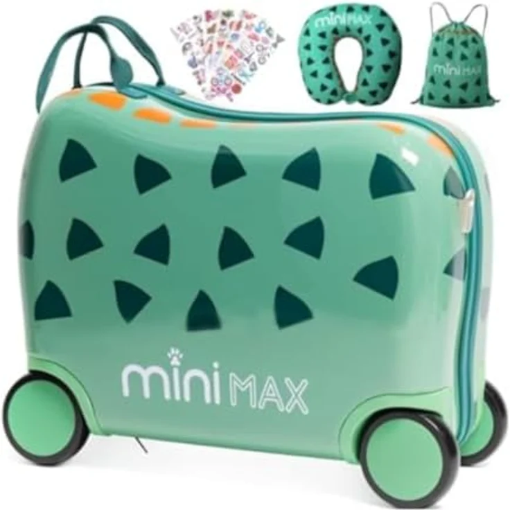 Aerolite Minimax Kinderkoffer Hartschale Trolley, Handgepäck 45x36x20cm, 29L, Dino-Design, 4 Rollen, geeignet für Easyjet – Bild 1