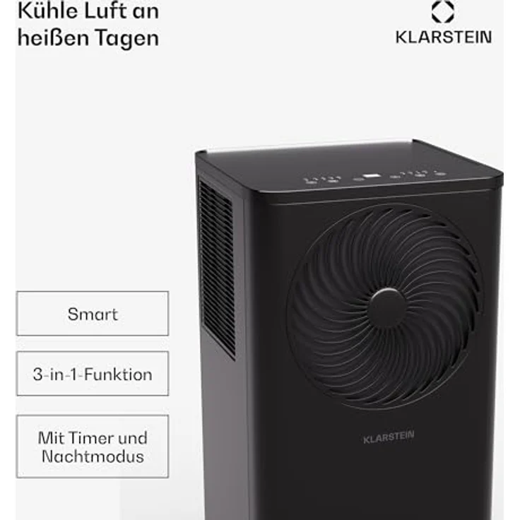 Klarstein Aero Smart Ring Mobile Klimaanlage 7000 BTU, 3-in-1 Klimagerät mit Abluftschlauch, luftentfeuchter & Ventilator für Räume bis 25 qm, inklusive Kit – Bild 2