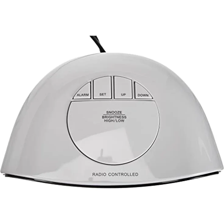 TFA Dostmann Digitaler Funk-Wecker mit Leuchtziffern, Kunststoff, Weiß-Schwarz, präzises Funkwerk, Snooze-Funktion, L178 x B106 x H149 mm – Bild 2