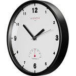Kienzle DCF-Garten-Funkwanduhr, Ø 30 cm, mit Thermometer, lautlos, spritzwassergeschützt, Stahlrahmen, batteriebetrieben