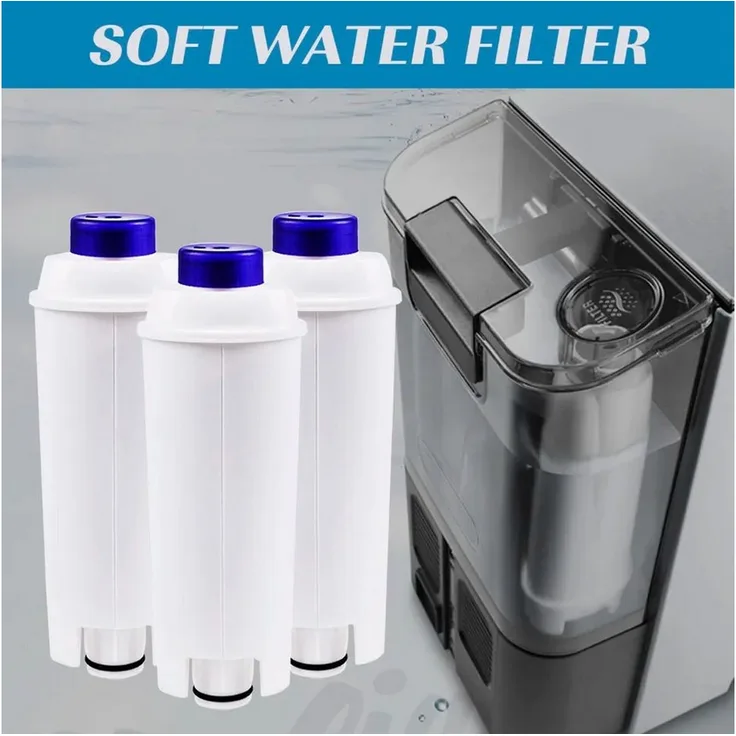 TronicXL Wasserfilter DLSC 002 SER3017, 4 Stück Premium Ionenaustauscher und Aktivkohle, wasserhärtedämpfend für De'Longhi und EC Serien