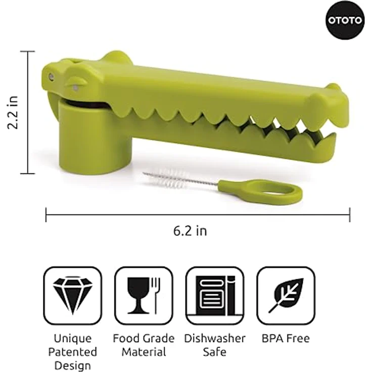 OTOTO Knoblauchpresse Garligator, Alligator-Knoblauchpresse mit ergonomischem Griff und integrierter Reinigungsbürste - Preisvergleich – Bild 5