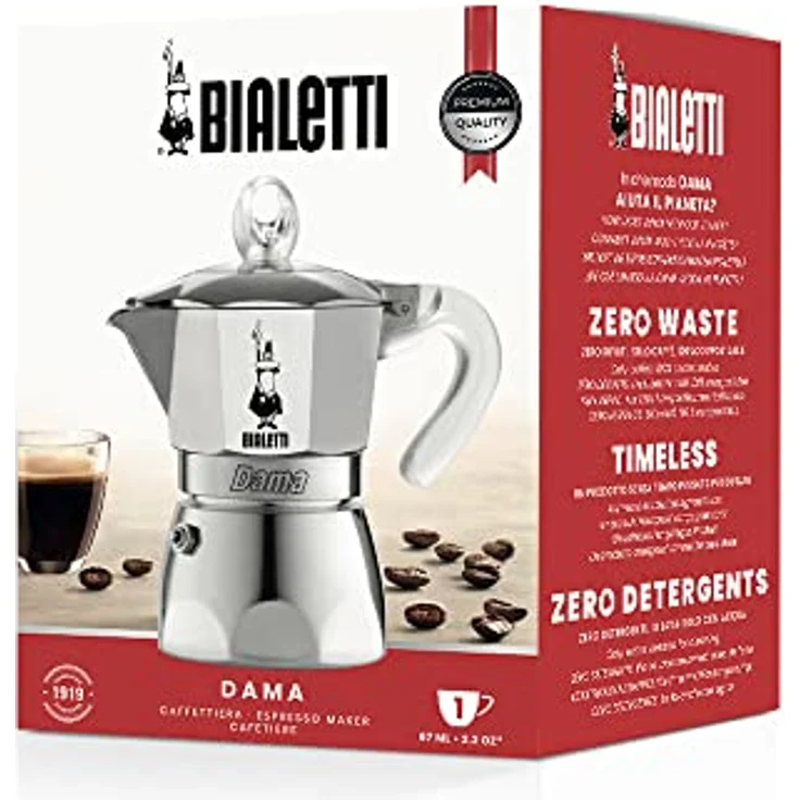 Bialetti New DAMA PURE ICE, Espressokocher für 1 Tasse, Aluminium mit Silikongriff, Silber – Bild 4