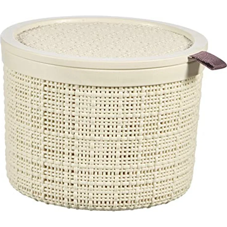 CURVER Runde Jute, 2 l, mit Deckel, Beige, 100% recycelt, Acacia