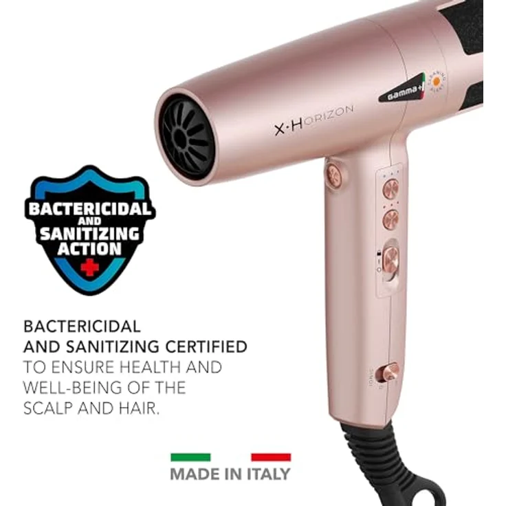 GAMMA+ X-Horizon Ionic Haartrockner, 290 g Ultraleichter Haartrockner Leise, Dual Ionic Technology, Made in Italy (Golden Rosa, SCHUKO-Stecker) – Bild 3