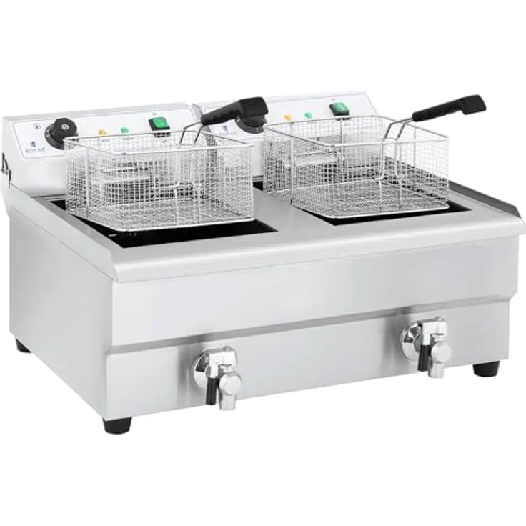 Royal Catering Fritteuse Edelstahl Doppel Fritteuse RCEF 16DH 1 2 x 16 Liter 7200 Watt – Bild 5
