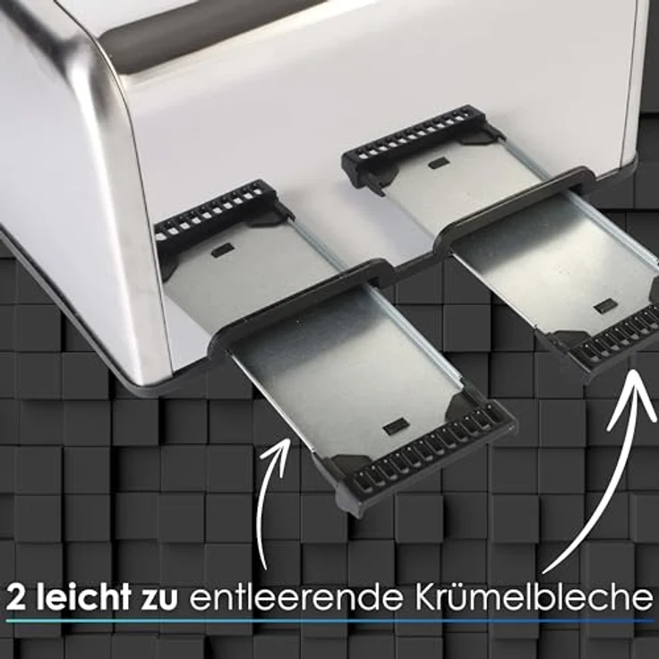 Steinborg SB-2080 4-Scheiben-Toaster, 1630W, inkl. Brötchenaufsatz, Auftaufunktion, Abbruchffunktion, Edelstahl – Bild 4