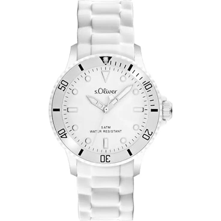 s.Oliver Unisex Analog Quarz Armbanduhr SO-2291-PQ, Schwarzes Kunststoffgehäuse Ø 40 mm, Wasserdicht bis 5 ATM, Silikonband