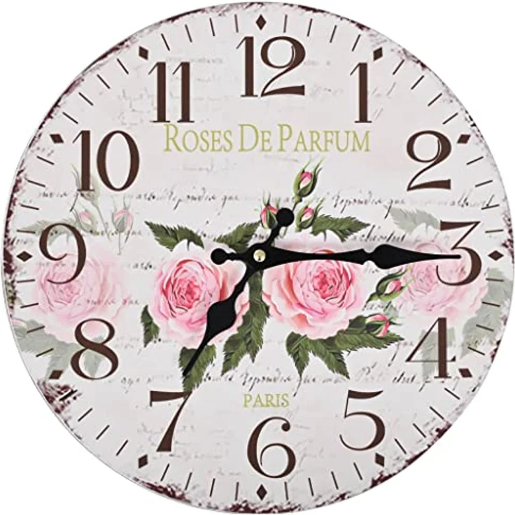 vidaXL Vintage Wanduhr Antik Großes Zifferblatt Design Retro Analog Uhr Blumen 30 cm – Bild 1