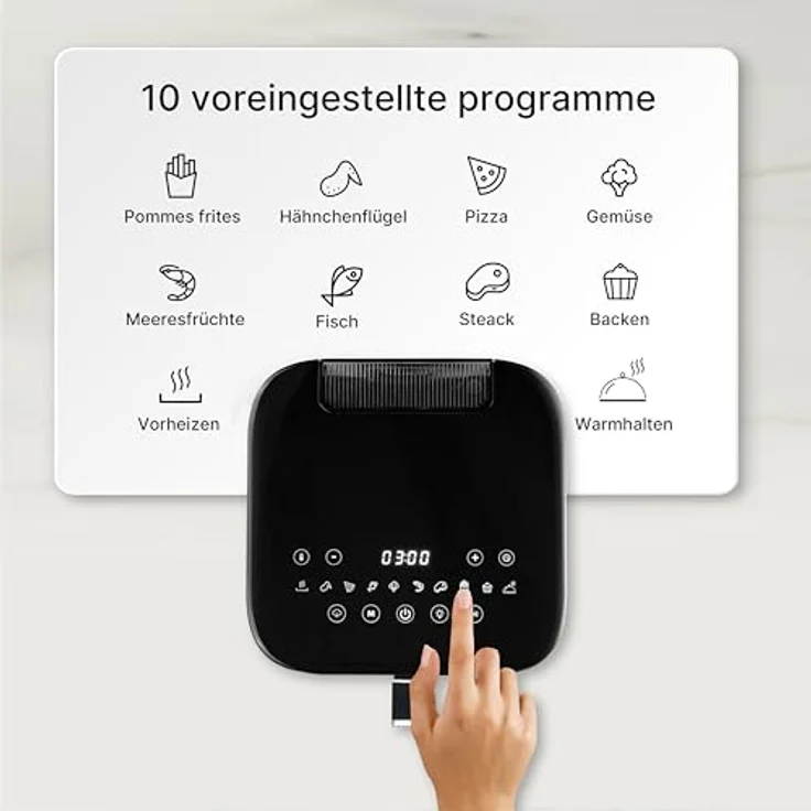 UFESA Parrot, Air Fryer mit Dampf, Doppelter Widerstand, 6 L, 1800 W, 10 Vorprogrammierte Programme, Fenster und Innenlicht, inklusive Rezeptbuch – Bild 4