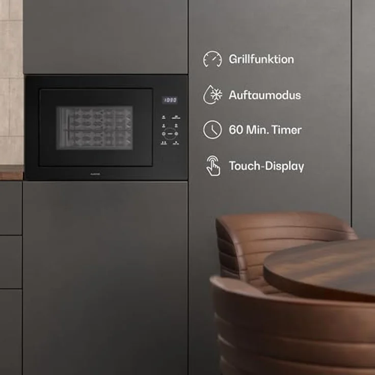 Klarstein Einbau Mikrowelle mit Grill, 25 l, 1200 W, LED Touch, Schwarz – Bild 7