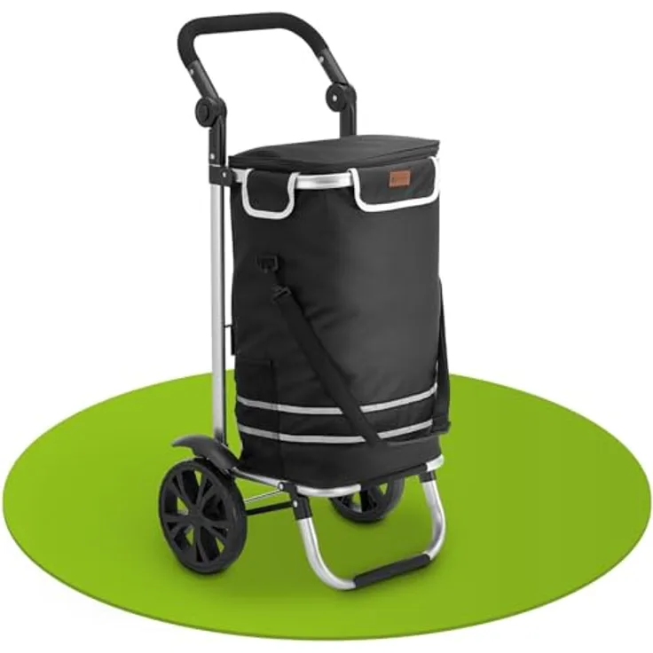Juskys Einkaufstrolley 3in1 mit 2 Rollen für Shopping - 56 L Tasche abnehmbar - Trolley klappbar & modern - Sackkarre Einkaufsroller Schwarz