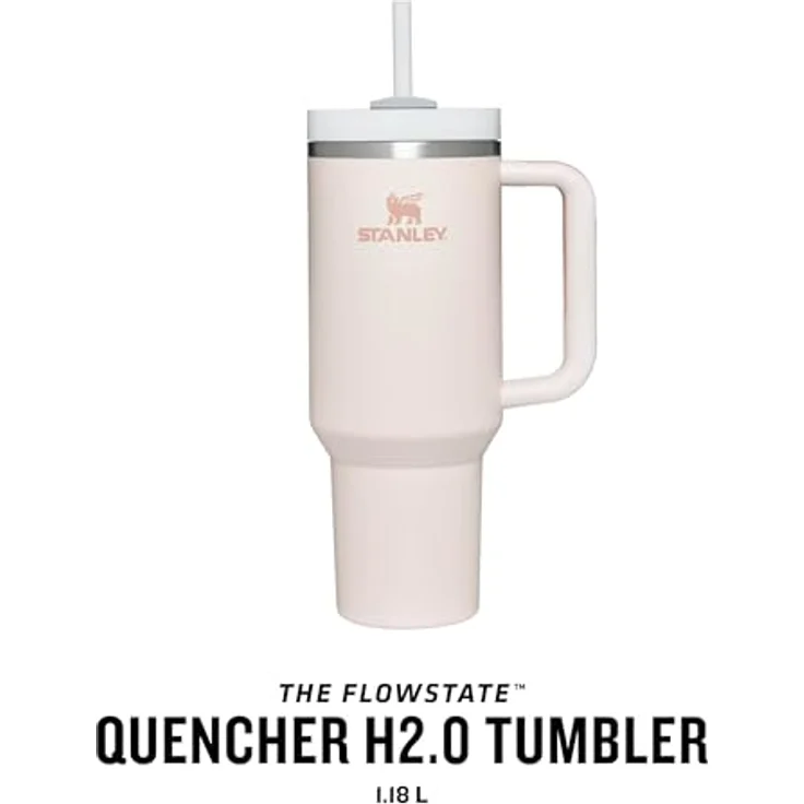STANLEY Stanley Quencher H2.0 FlowState Trinkflasche mit Strohhalm 1.18L - Thermobecher Kühlt 11 Stunden - 48 Stunden Eisgekühlt - Spülmaschinenfest - Thermosflasche BPA Frei - Kaffeebecher To Go - Rose – Bild 3