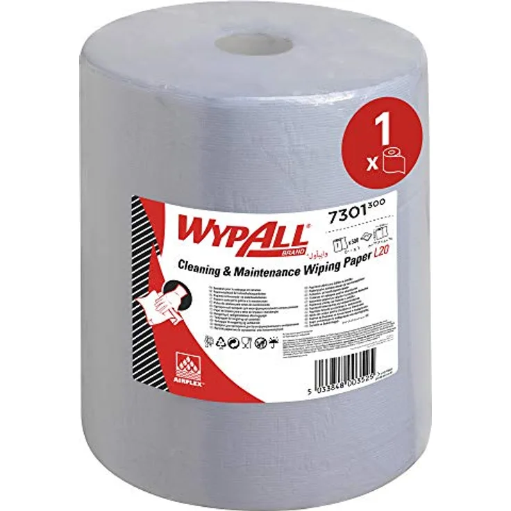 WypAll L20 Reinigungs- und Wartungspapier 7301 - Extra breit - 1 blaue Wischrolle x 500 Papierwischer (insgesamt 500)