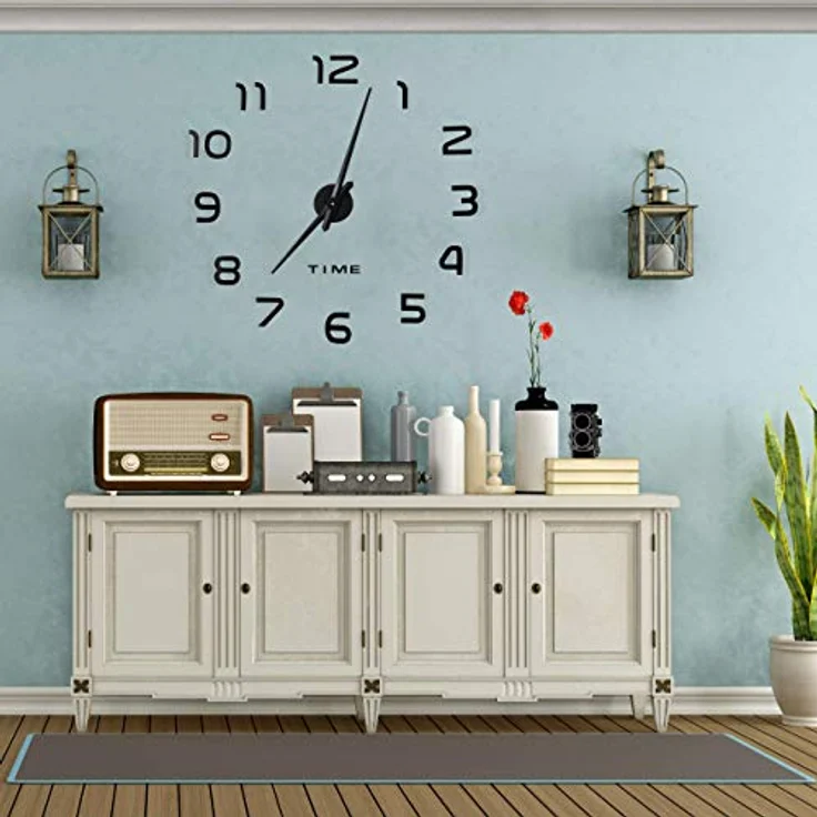 Relaxdays DIY Wanduhr, 3D-Zahlen, Uhr Wandtattoo zum Aufkleben, einfache Installation, Größe variabel, modern, schwarz, 1 Stück – Bild 5