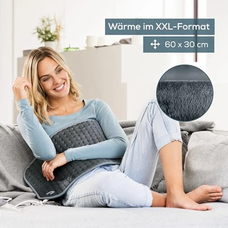 Beurer HK 123 XXL Heizkissen, grau mit 3 Temperaturstufen und Abschaltautomatik, maschinenwaschbar 60 x 30 cm – Bild 2