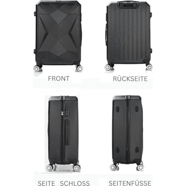 COFI 1453 4 tlg Reisekoffer Hartschale Trolley Set Handgepäck Gepäck Grau – Bild 5