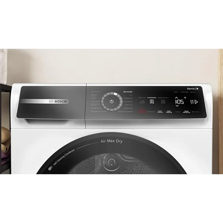 Bosch WRB247C40 Serie 8 Wärmepumpentrockner, 9 kg, selbstreinigender Kondensator, Air Max Dry, AutoDry, Reversierfunktion, Home Connect, Speed Perfect Plus, weiß/chrom – Bild 3