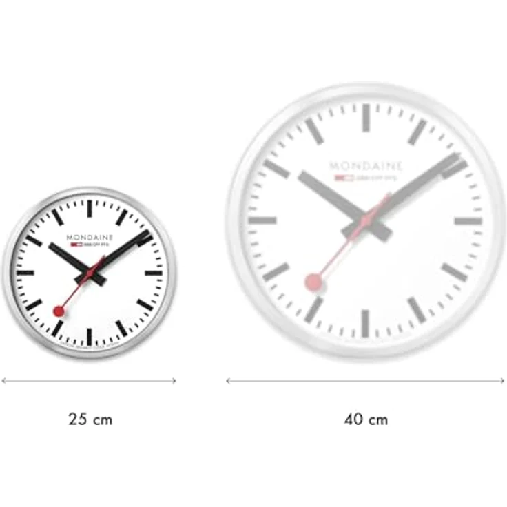 Mondaine Wanduhr A990.Clock.10SBB, Offizielle Schweizer Bahnhofsuhr in Weiß, Ø 25 cm, Quarzuhr mit schleichendem Sekundenzeiger, Aluminiumgehäuse, Swiss Made – Bild 3