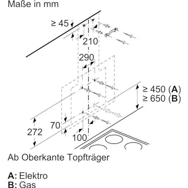 Bosch Serie 2 DWK87EM60, Motorhaube, Kamin abgewinkelt, Breite: 79 cm, Tiefe: 43.4 cm, Absaugung und Rückführung (mit zusätzlichem Rückführungsset), mit internem Motor, Schwarz – Bild 10