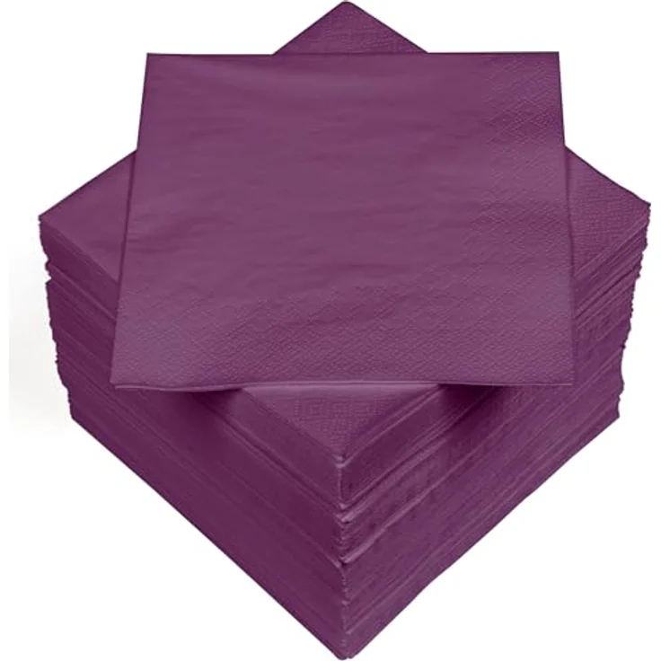 HEKU 100 einfarbige Servietten, 3-lagig, 33x33cm, lila, hoch saugfähig, praktische 5er-Packung für Veranstaltungen & Gastronomie – Bild 1