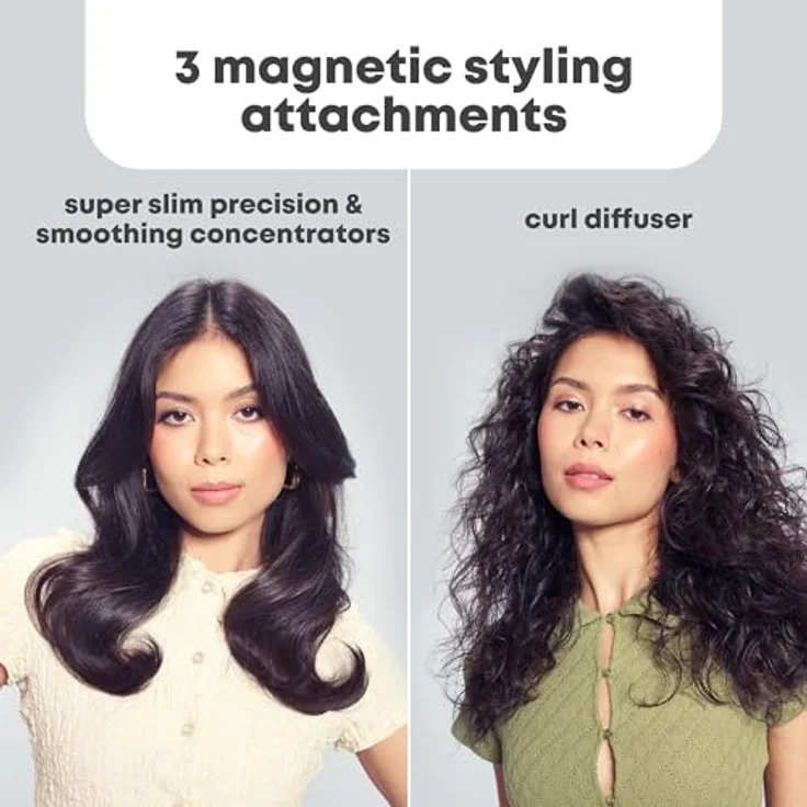 REVAMP Dynamic Radiance X Shine Ionen Styling Föhn, Haartrockner klappbar - 3 magnetische Aufsätze, digitaler intelligenter Motor, Reise Lockenföhn - Schwarz – Bild 4